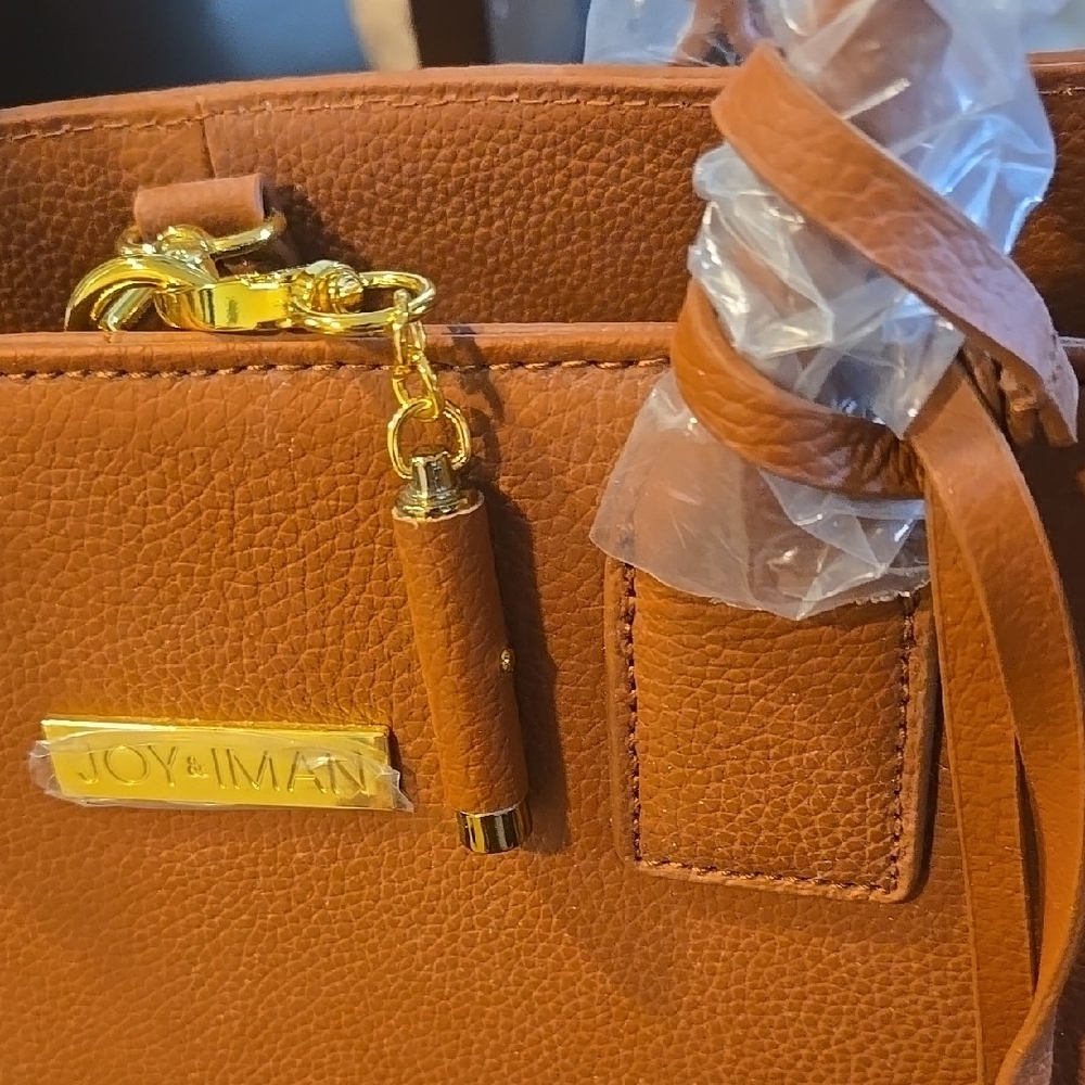 Joy & Iman Brown Leather Tote Bag - Picture 5 of 16